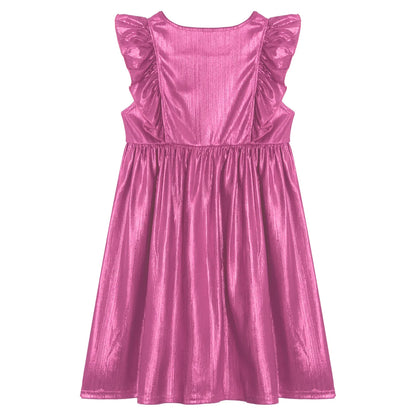 Girls Metallic Sleeveless Ruffles A-Line Dress (Age 24M-10YRS)