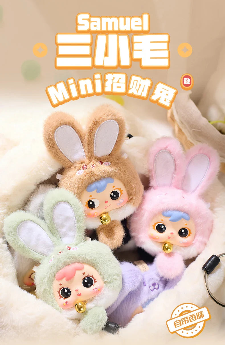 Samuel Mini Fortune Bunny & Baby Animals Blind Box - Cute Vinyl Plush Doll Bag Charm Set, Adorable Girl's Gift Collection