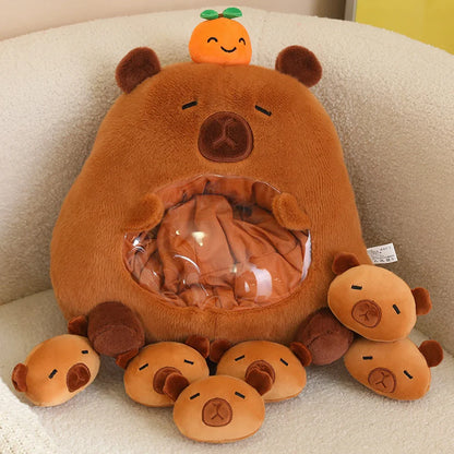 Plush Capybara Shark Shaped Snack Bag Stuffed Toy - 35cm