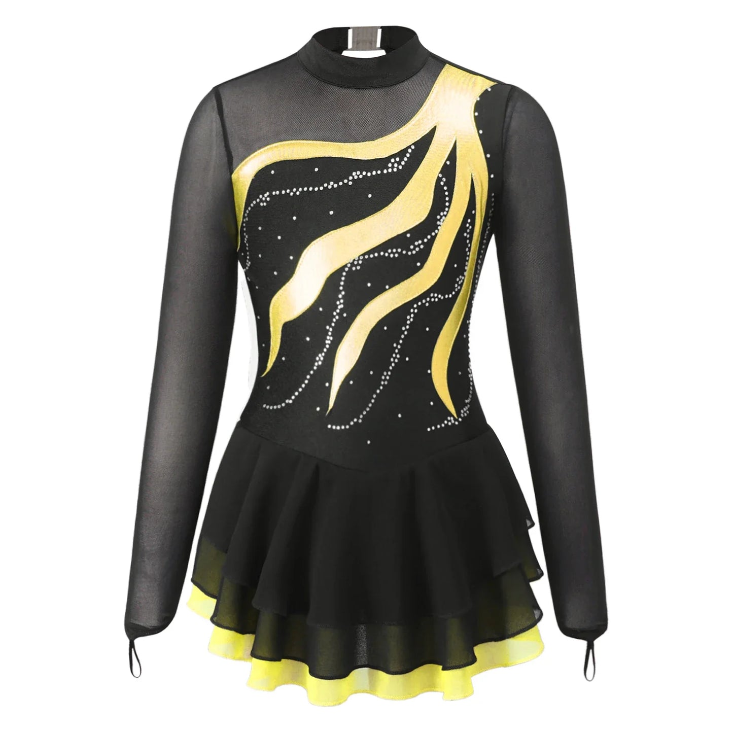 Girls Rhinestone Figure Skating Leotard Dress (Age 6-16 YRS)