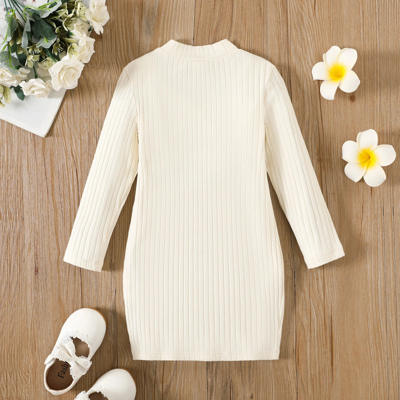Girl's Basic Knit Long Sleeve Dress (Age 24M-6YRS)