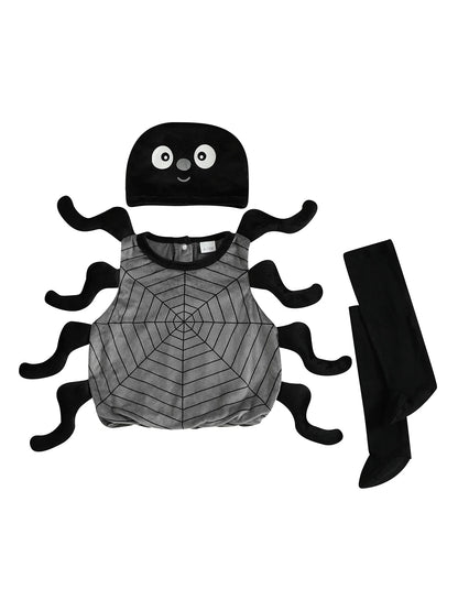 Infant Baby Boy Girl Halloween Spider Cosplay Costume Sleeveless Vest Tops Long Socks Hat 3pcs Sets Party Club Toddler Clothes