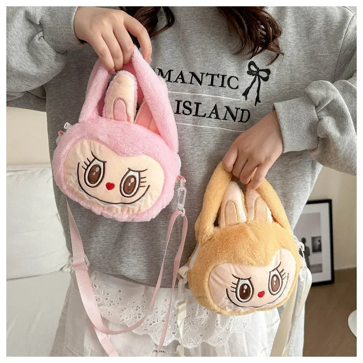 Labubu Plush Crossbody Bag | Soft Kawaii Shoulder Bag with Zipper