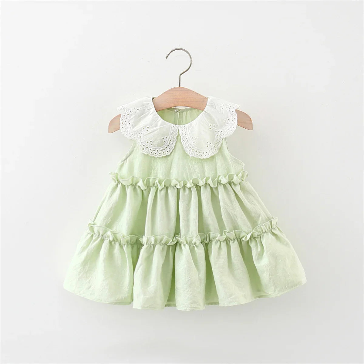 Baby/Toddler Girls Sleeveless Ruffle Collar Dress (Age 9M-4YRS) Green
