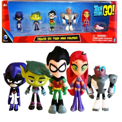 Teen Titans 5-Piece Hand Doll Model Set – Beast Boy, Steel, Spark, Crow & More Multicolour