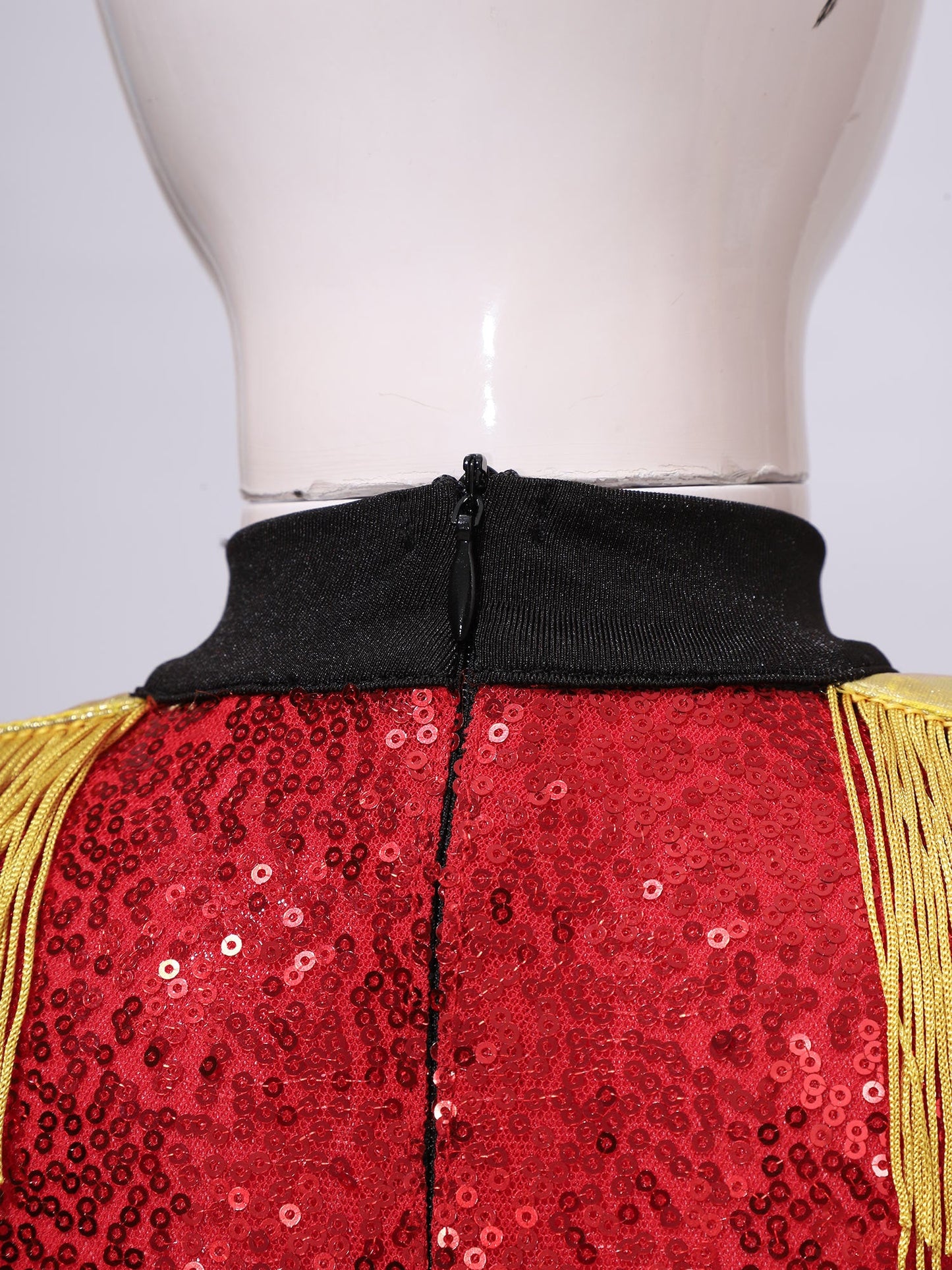 Girls Halloween Circus Ringmaster  Costume Long Sleeve Sequin Leotard Dress (Age 6-14YRS)