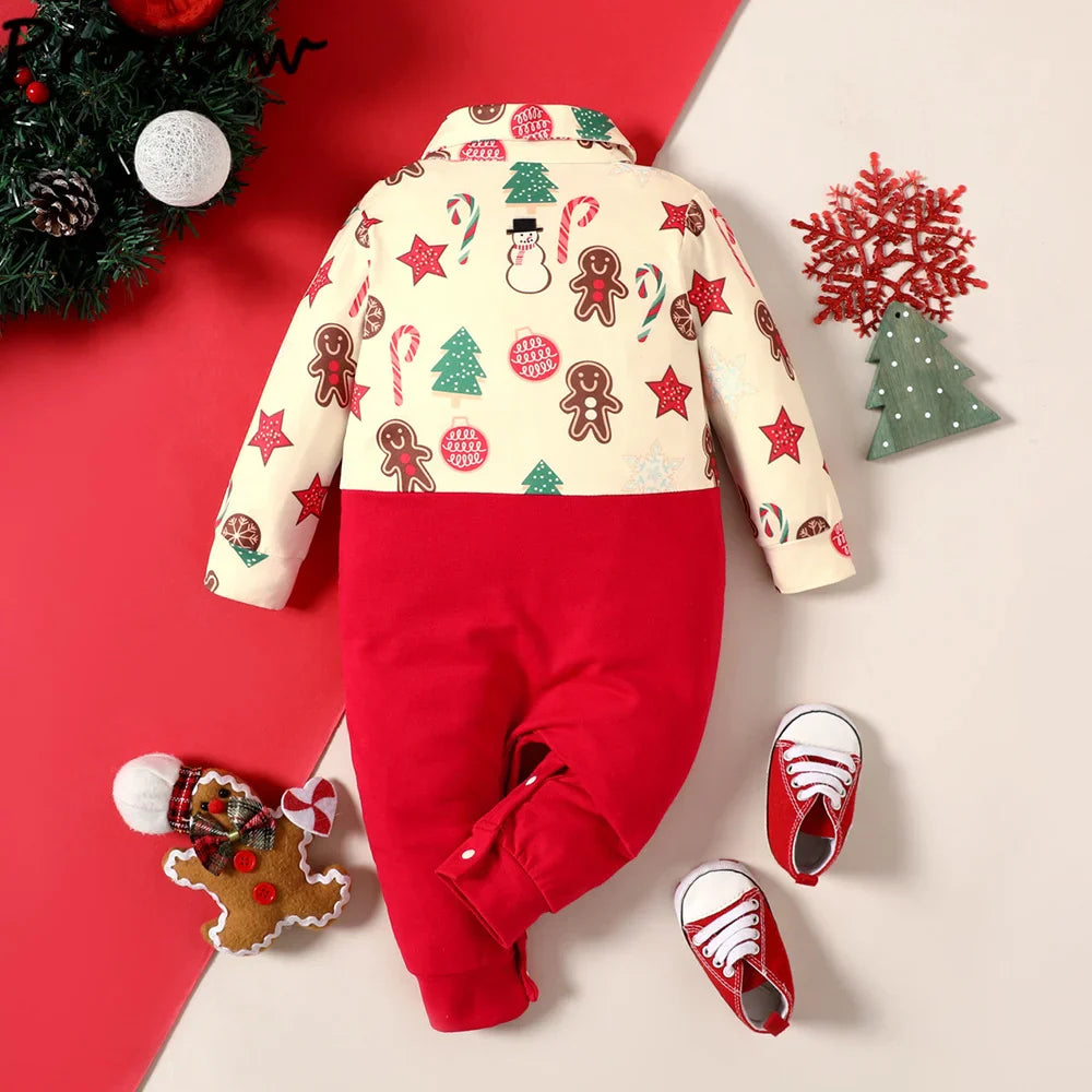 Baby Boys Christmas Gentleman Jumpsuit (Age Newborn-18M)