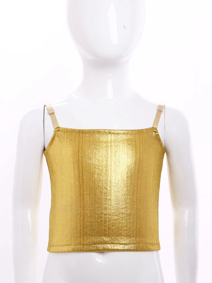 Girls Metallic Shiny Vest Crop Top (Age 24M-16 YRS)