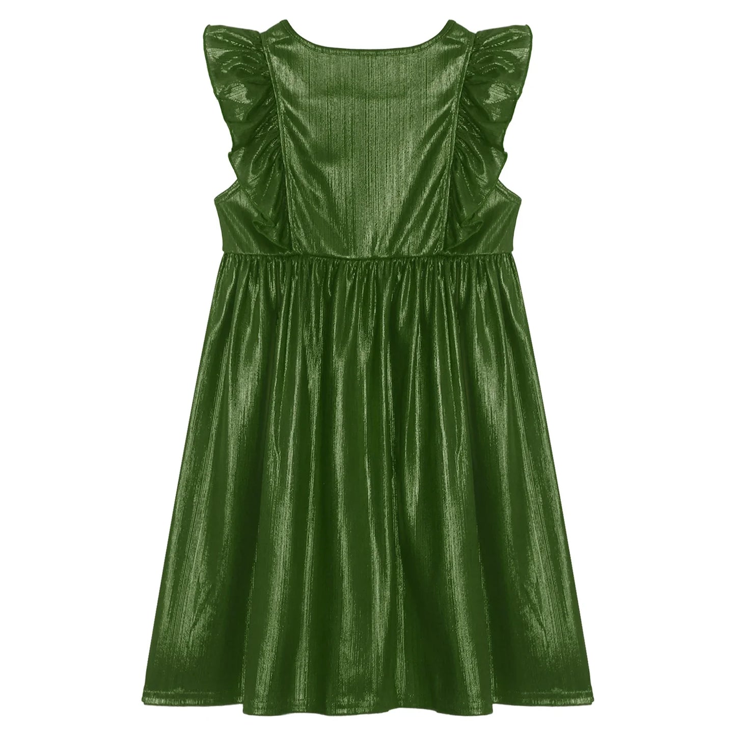 Girls Metallic Sleeveless Ruffles A-Line Dress (Age 24M-10YRS)