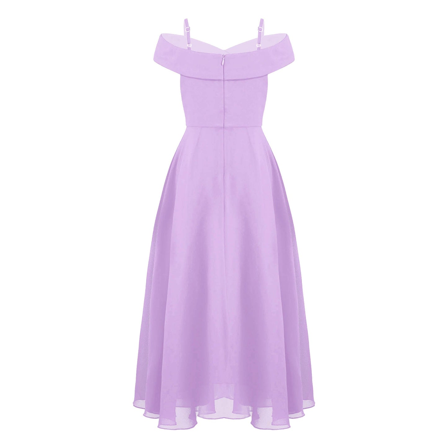 Girls Chiffon Off-the-Shoulder Adjustable A-Line Dress (Age 4-16 YRS)