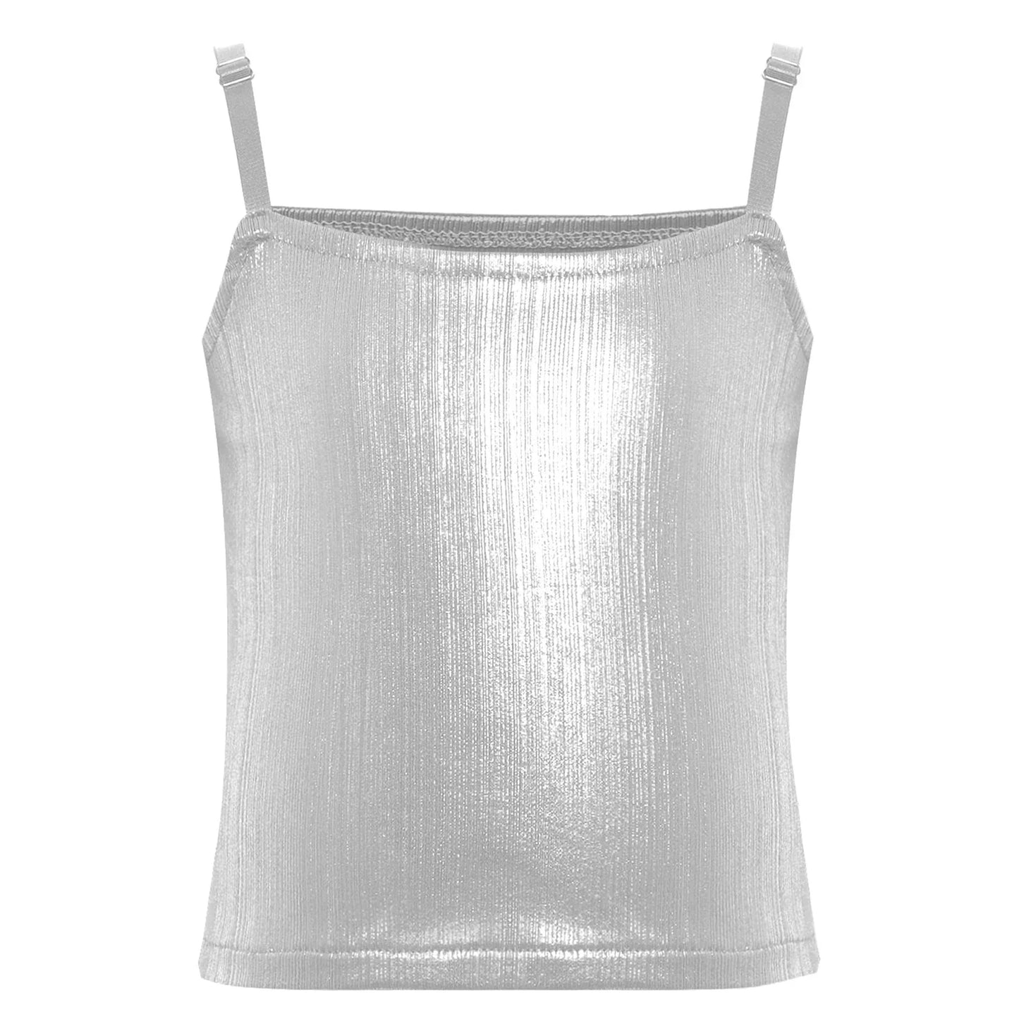 Girls Metallic Shiny Vest Crop Top (Age 24M-16 YRS)