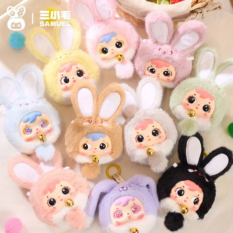 Samuel Mini Fortune Bunny & Baby Animals Blind Box - Cute Vinyl Plush Doll Bag Charm Set, Adorable Girl's Gift Collection