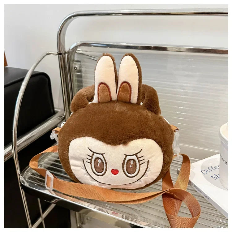 Labubu Plush Crossbody Bag | Soft Kawaii Shoulder Bag with Zipper