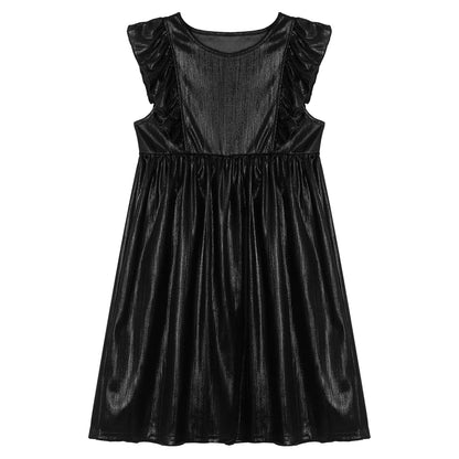 Girls Metallic Sleeveless Ruffles A-Line Dress (Age 24M-10YRS)