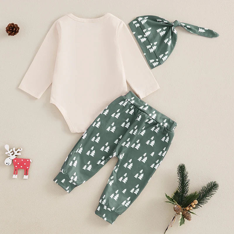 Baby 1st Christmas Bodysuit Trousers & Hat (Age Newborn-18M)