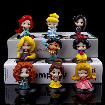 Q Version Anime Figures – Disney Princesses & Villains | 6 Pack or 9 Pack Collectible Set