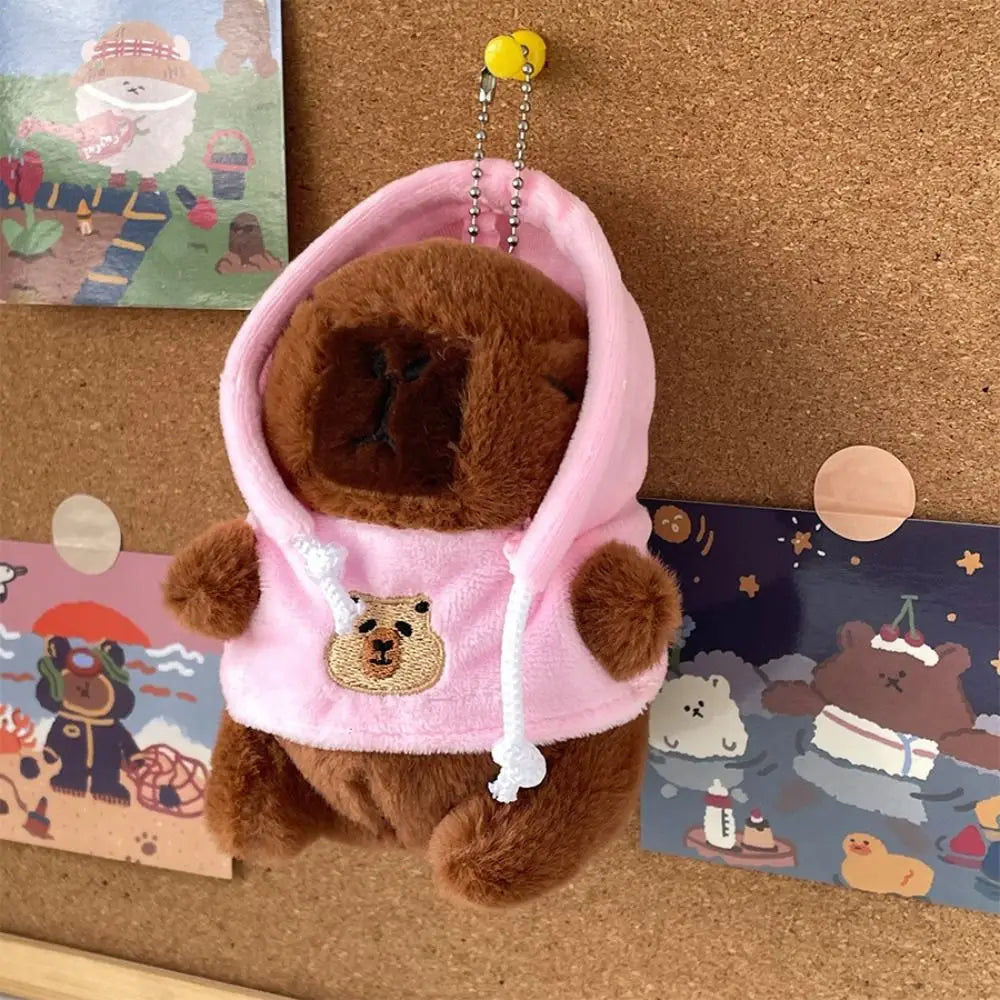 Plush Cute Capybara Stuffed Toy Hoodie with Wings - 12cm Pink-Hoodie C