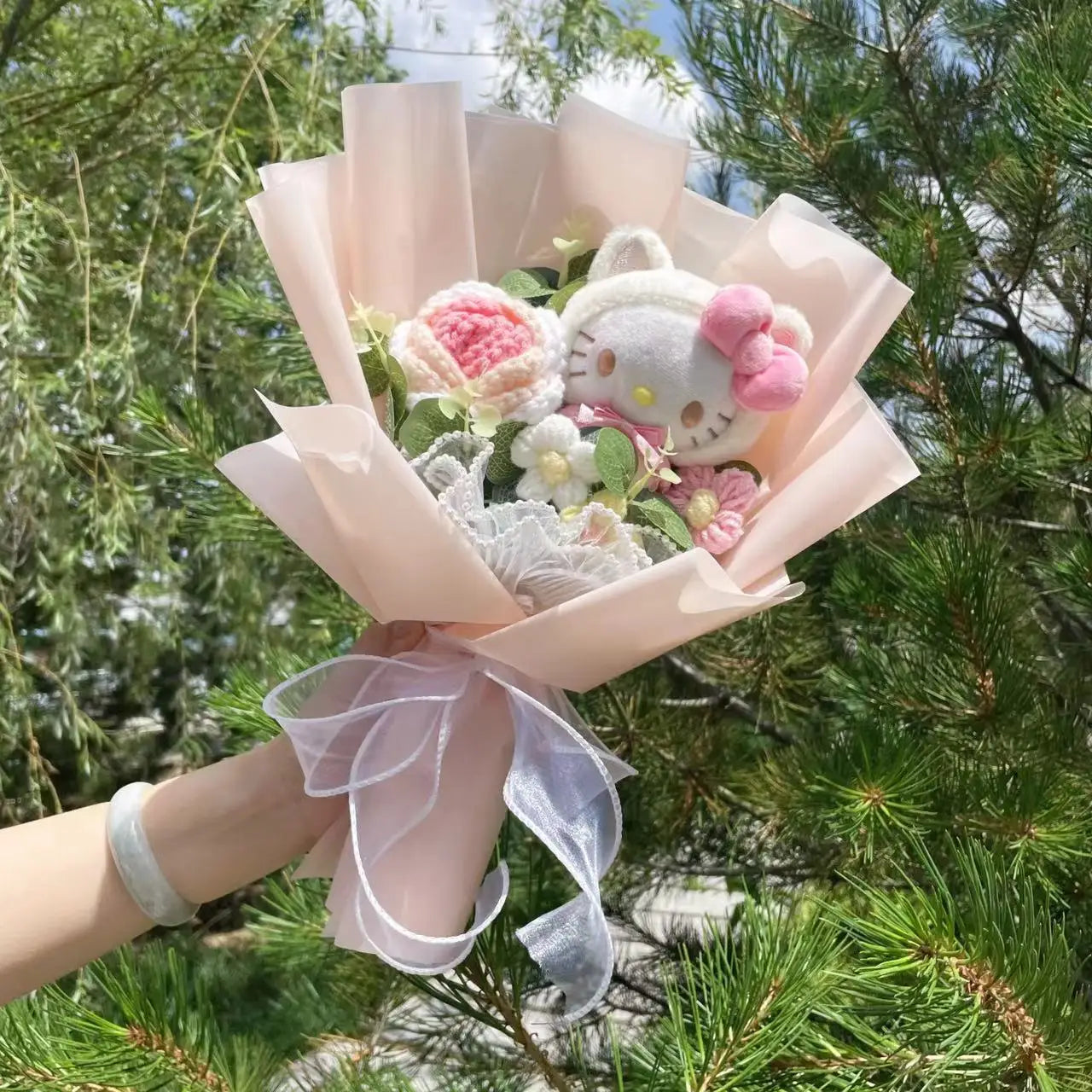 Plush Miss Kitty Stuffed Gift Flower Bouquet