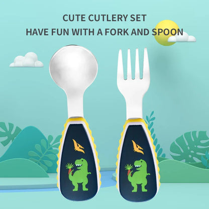 Toddler Cute Utensils Feeding Spoon And Fork Set Stainless Steel