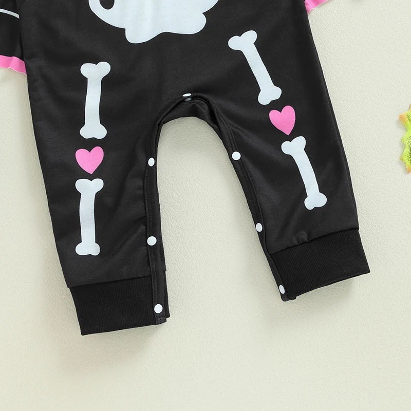 Baby Halloween Bat Costume Romper – Skeleton Cobweb Hooded Jumpsuit with Big Ears | Ages Newborn–24M