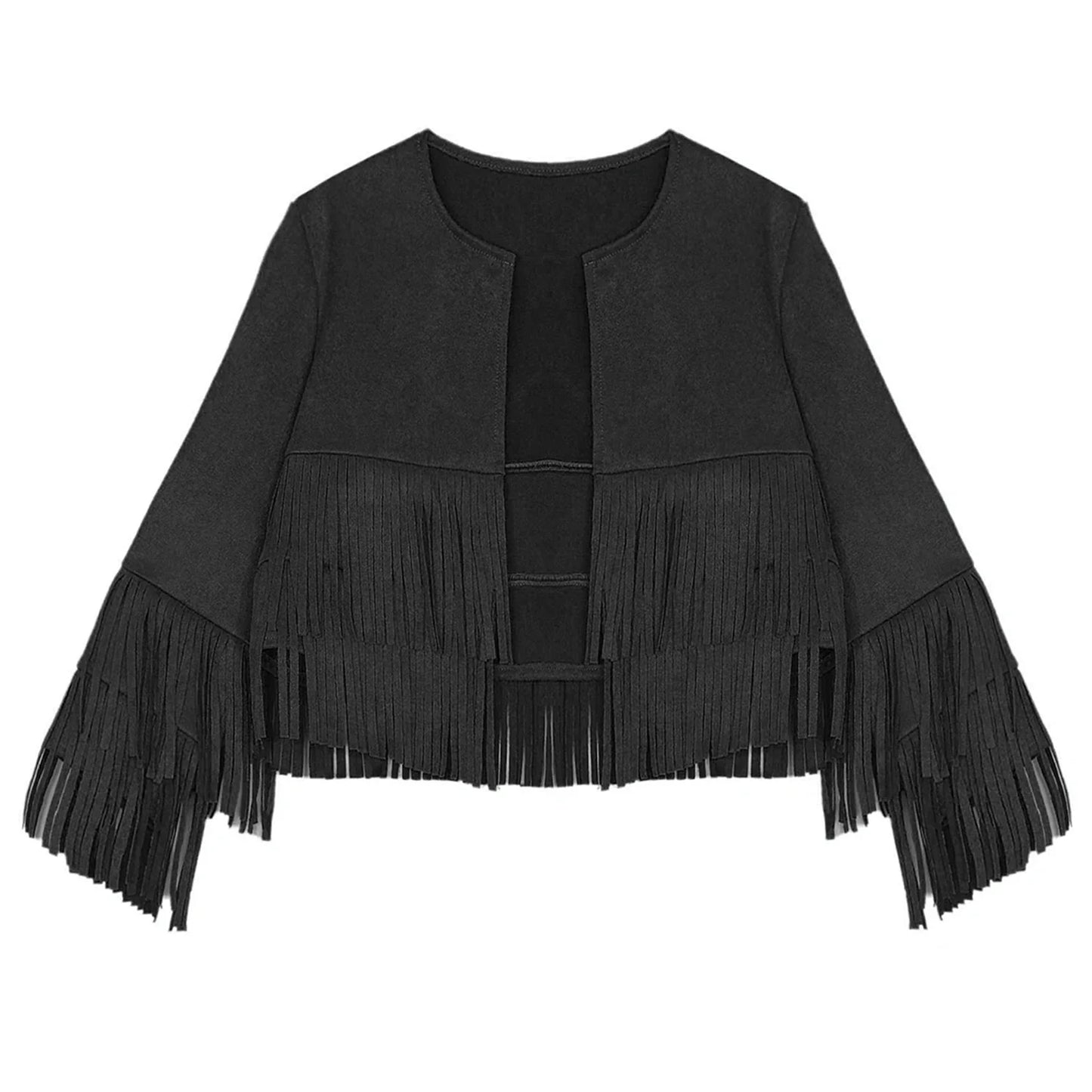 Kids Western Cowboy Cowgirl Costume Long Sleeve Tassels Fringe Jacket (Age 6-16YRS)