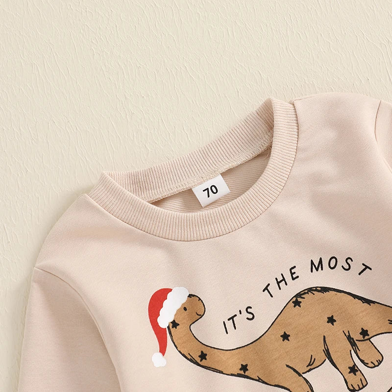 Baby/Toddler Boys Christmas Dinosaur Top & Checked Trousers Outfit (Age 6M-3YRS)