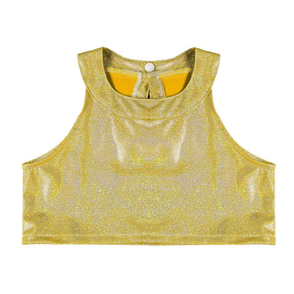 Girls Metallic Shiny Sleeveless Crop Top (Age 24M-16 YRS)