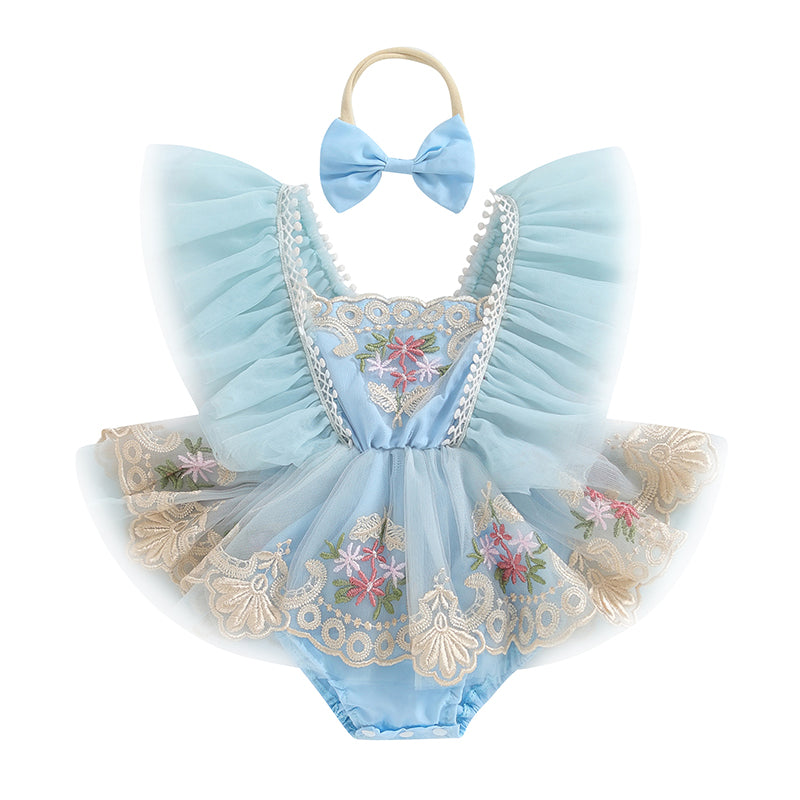 Baby Girls Embroidered Romper (Age 3M-24M)