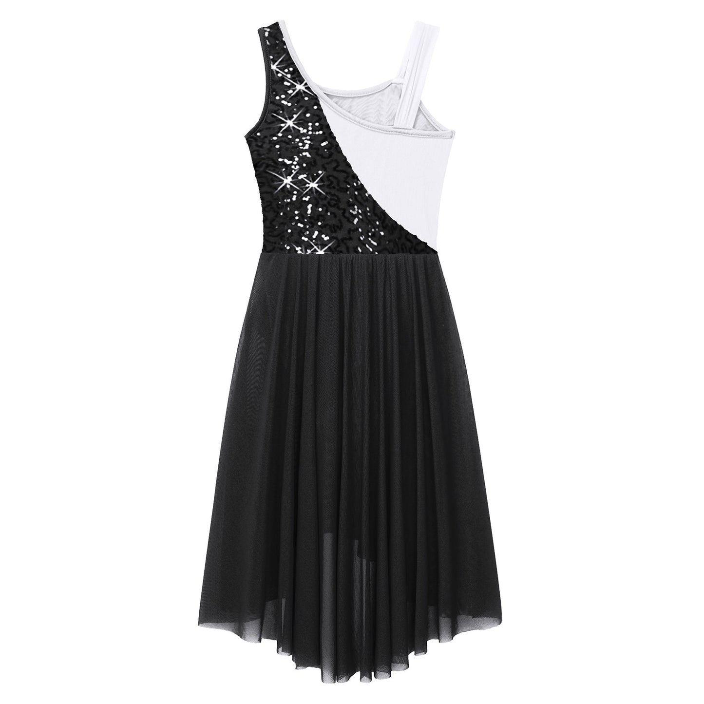 Girls Dance Sleeveless Color Block m Leotard Dress (Age 6-16YRS)