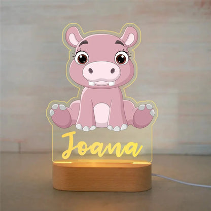 Personalized Children Animal Night Light Custom Name Acrylic Lamp