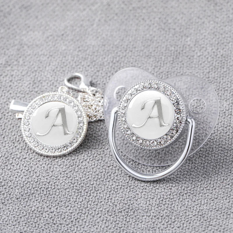 Baby Personalized Rhinestone Pacifier Luxury Clips
