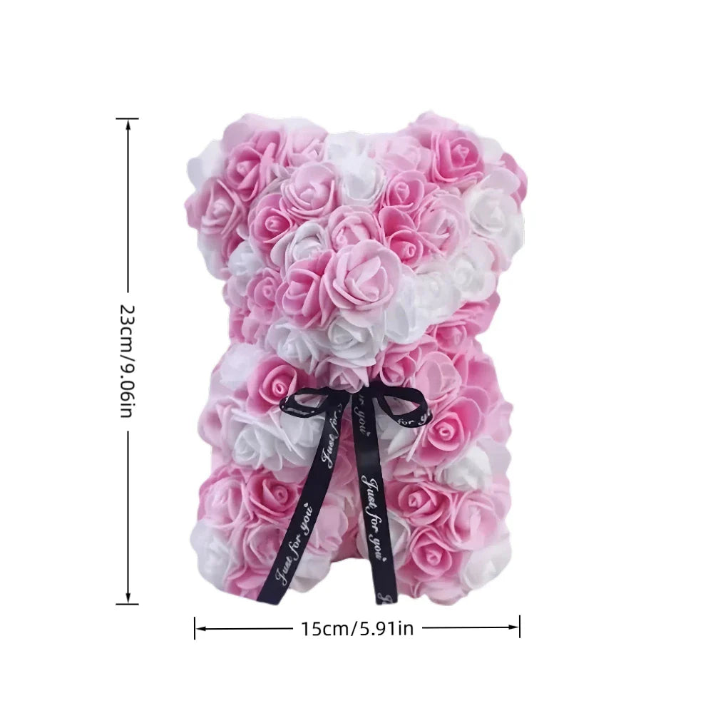 Rose Bear Pink & White Flower Gift Bouquet