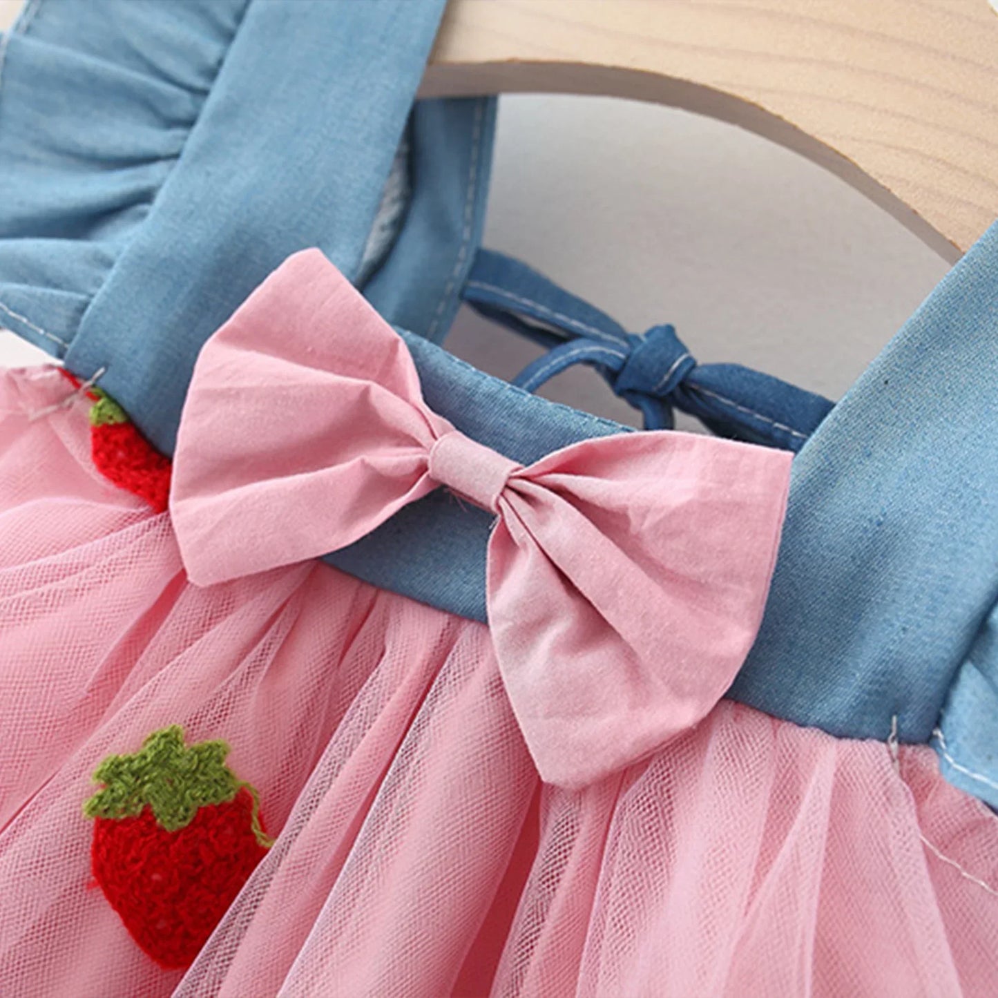 Baby Girls Embroidered Strawberry Dress (Age 9-3YRS)