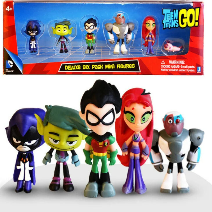 Teen Titans 5-Piece Hand Doll Model Set – Beast Boy, Steel, Spark, Crow & More