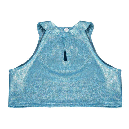 Girls Metallic Shiny Sleeveless Crop Top (Age 24M-16 YRS)