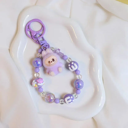 Labubu Doll Keychain Beaded Backpack Pendant