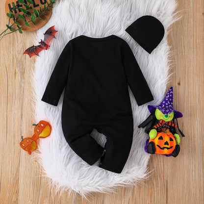 Baby Black Skeleton Print Jumpsuit Gro & Hat (Age Newborn - 18M)