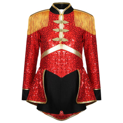 Girls Red Sequin Ringmaster Costume (Age 6-16YRS)