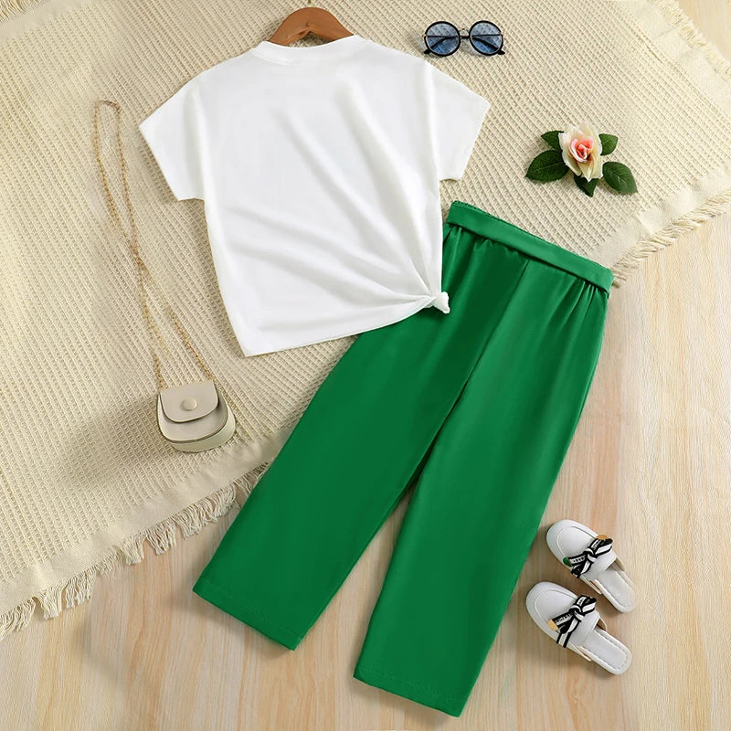 Girls T-Shirt & Wide Leg Trousers Set (Age 7-12YRS)