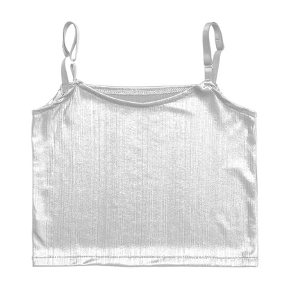 Girls Metallic Shiny Vest Crop Top (Age 24M-16 YRS)