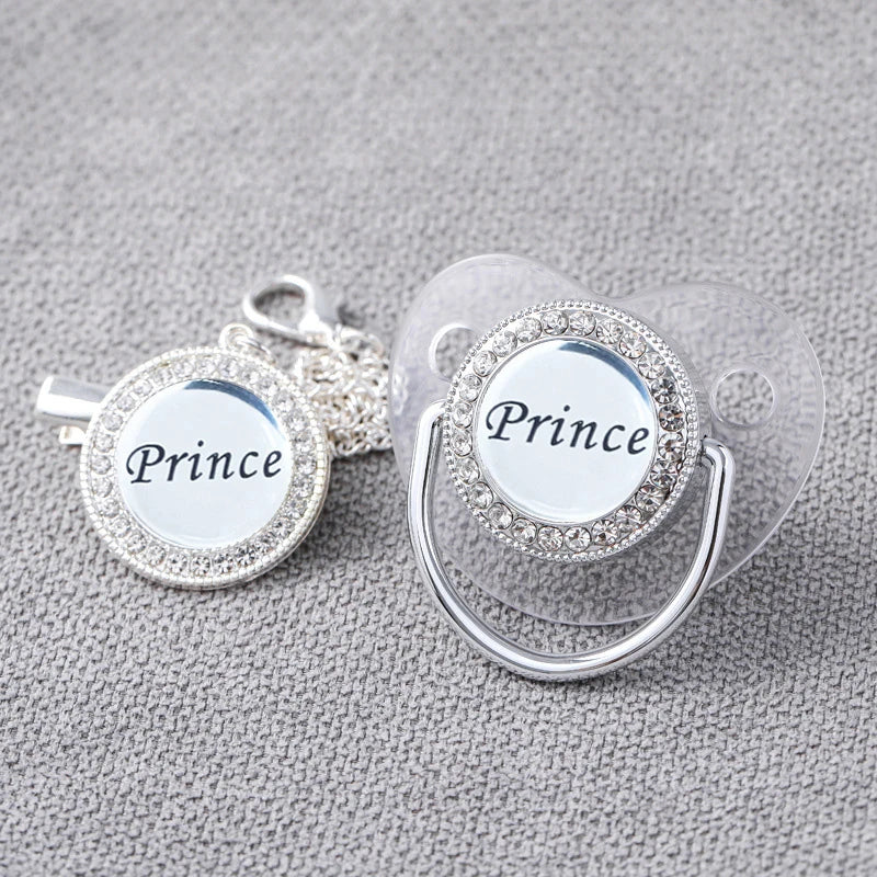 Baby Rhinestone Silver Luxury Pacifier Dummy Clips