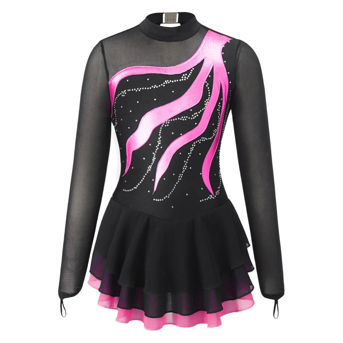 Girls Rhinestone Figure Skating Leotard Dress (Age 6-16 YRS)