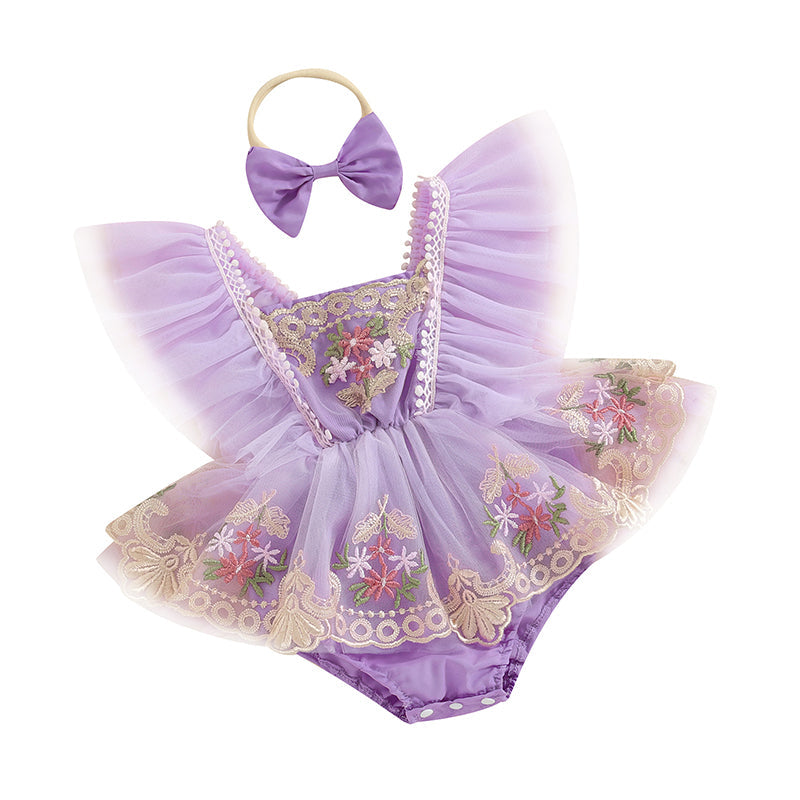 Baby Girls Embroidered Romper (Age 3M-24M)