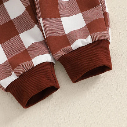 Baby/Toddler Boys Christmas Dinosaur Top & Checked Trousers Outfit (Age 6M-3YRS)