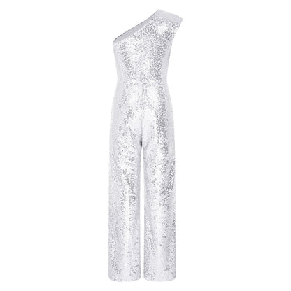 Girls Sequin One Shoulder Jumpsuit (Age 6-16YRS)