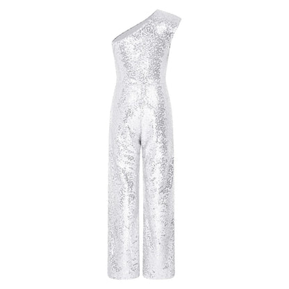 Girls Sequin One Shoulder Jumpsuit (Age 6-16YRS)