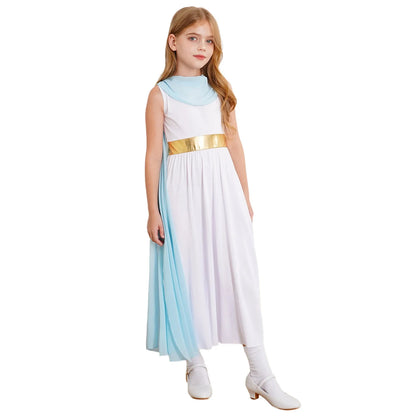 Girls Roman Grecian Athena Split Costume Dress (Age 6-16 YRS)