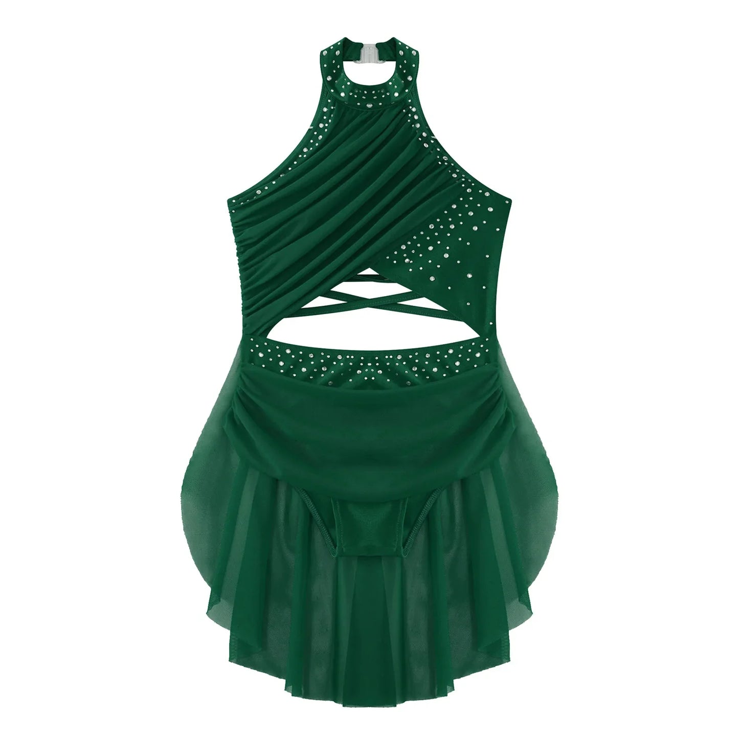 Girls Dance Rhinestone Dress Costume (Age 6-16YRS)