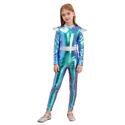 Girls Alien Robot Costume Jumpsuit (Age 6-16 YRS)