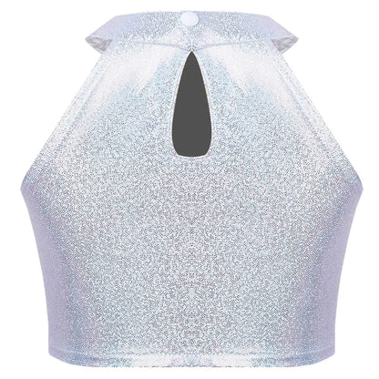 Girls Metallic Shiny Sleeveless Crop Top (Age 24M-16 YRS)
